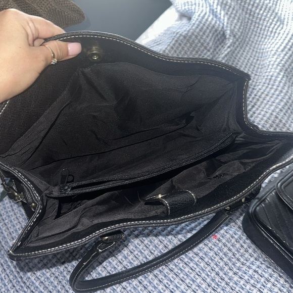 Black purse lock bag work bag work satchel shoulder bag top handle business bag - Picture 9 of 11